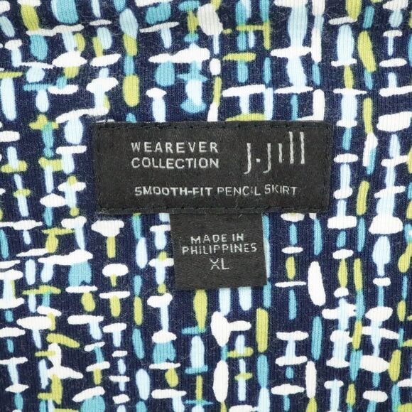 J Jill Wearever Skirt Womens XL Black Blue Yellow Stretch Knit Elastic Waist - Picture 3 of 9